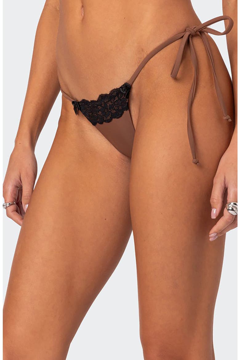 Cassey Lacey Side Tie Bikini Bottoms, Alternate, color, BROWN