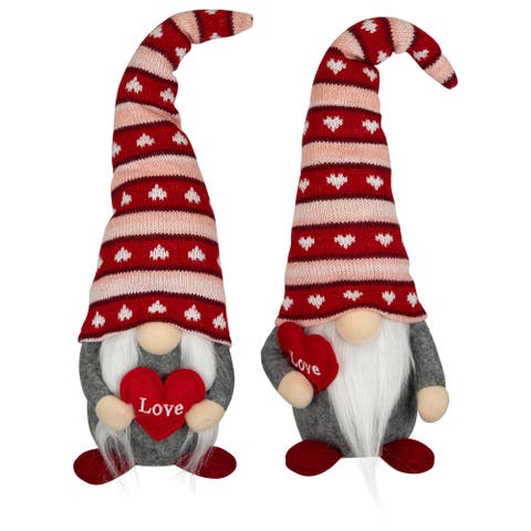 Girl and Boy "Love" Heart Valentine's Day Gnomes - 15" - Set of 2