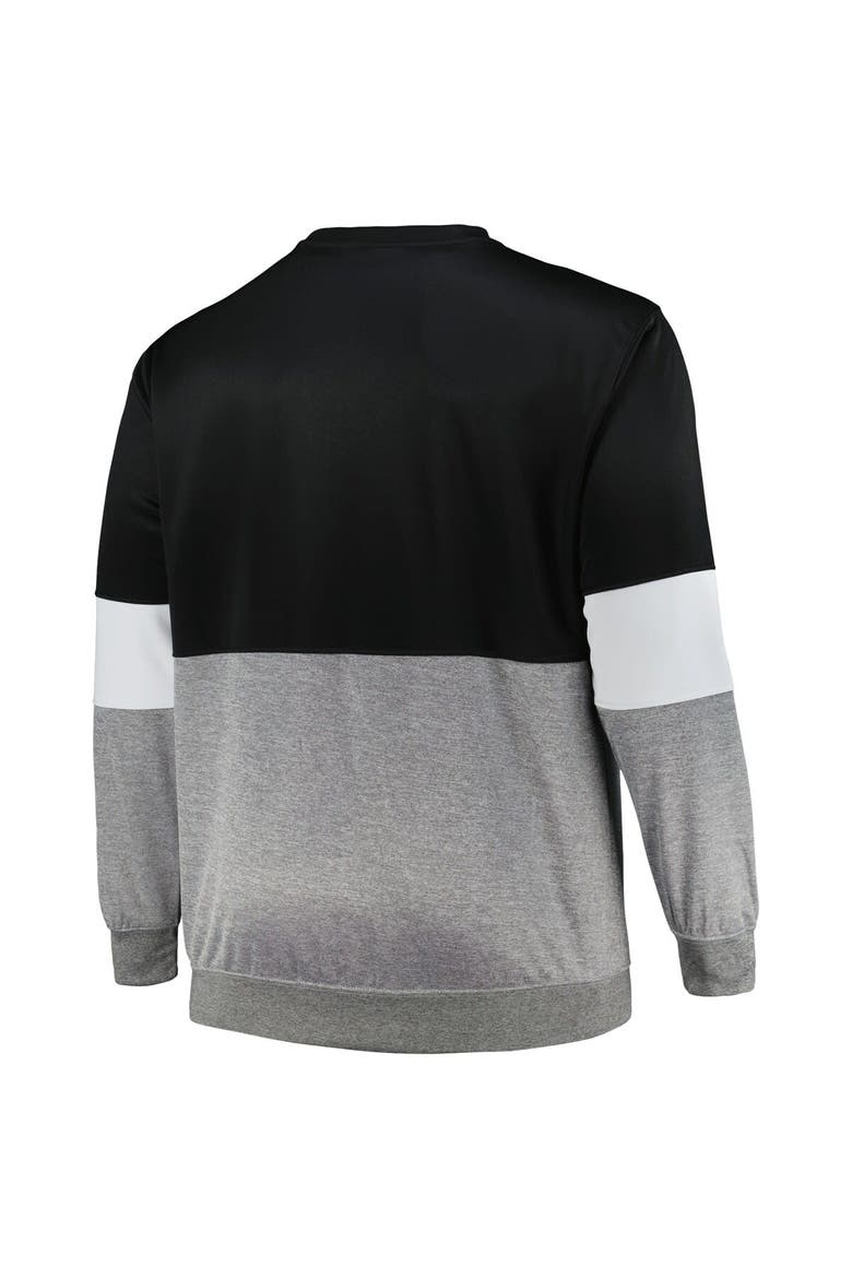Men's Fanatics Branded Black/Heather Gray Brooklyn Nets Big & Tall Split Pullover Sweatshirt, Alternate, color, Black