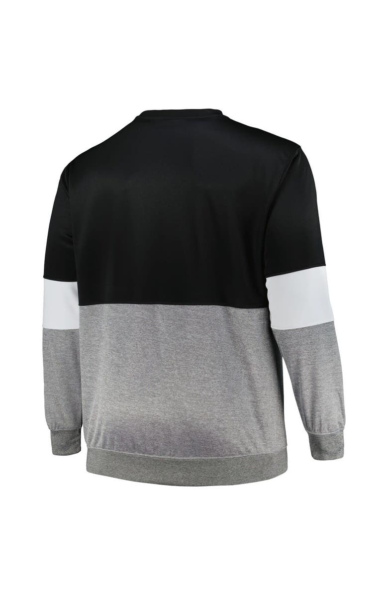 FANATICS Men's Fanatics Branded Black/Heather Gray Brooklyn Nets Big & Tall Split Pullover Sweatshirt, Alternate, color, Black