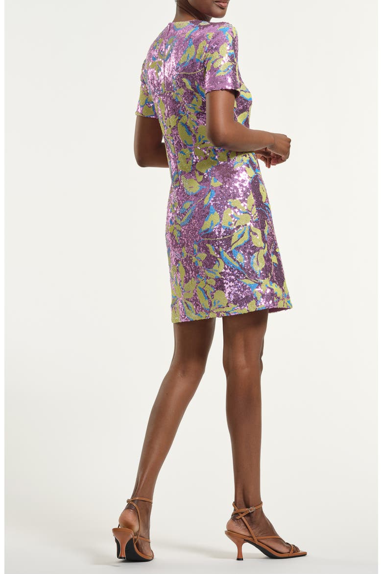 Sequin Floral Shift Minidress, Alternate, color, PINK MULTI