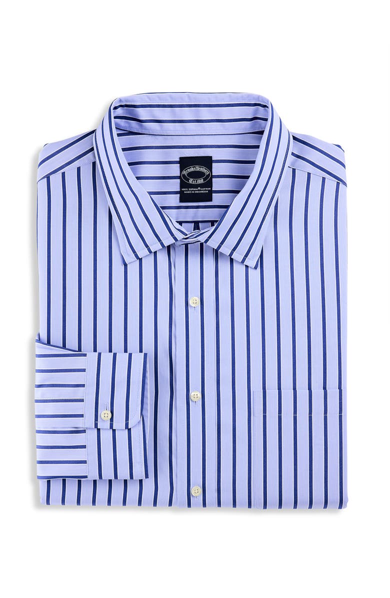 Brooks Brothers Big & Tall Non-Iron Striped Dress Shirt, Alternate, color, 