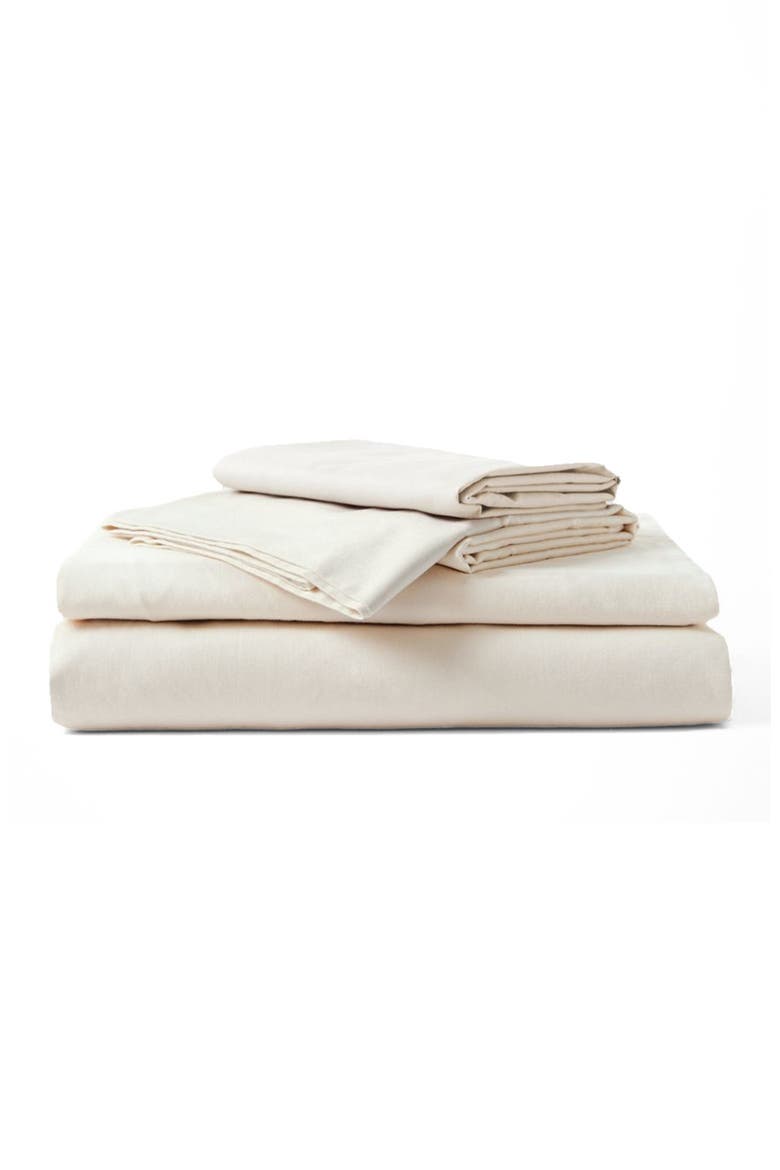Organic Cotton Organic Room Service Sateen Sheet Set, Main, color, Bone