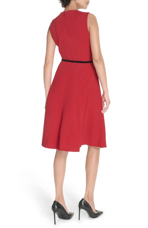 Tommy Hilfiger Sleeveless Scuba Crepe Midi Dress In Red