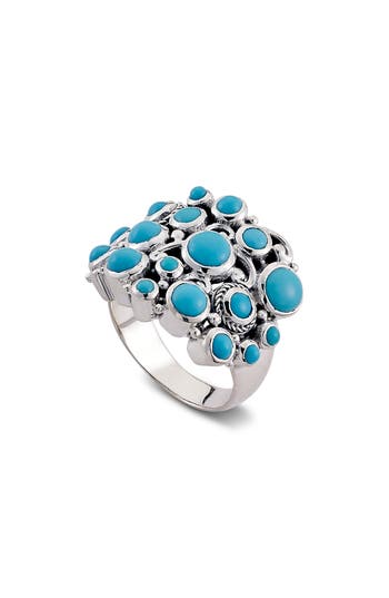 Samuel B. Silver 1.70 Ct. Tw. Sleeping Beauty Turquoise Cluster Ring In Turquoise