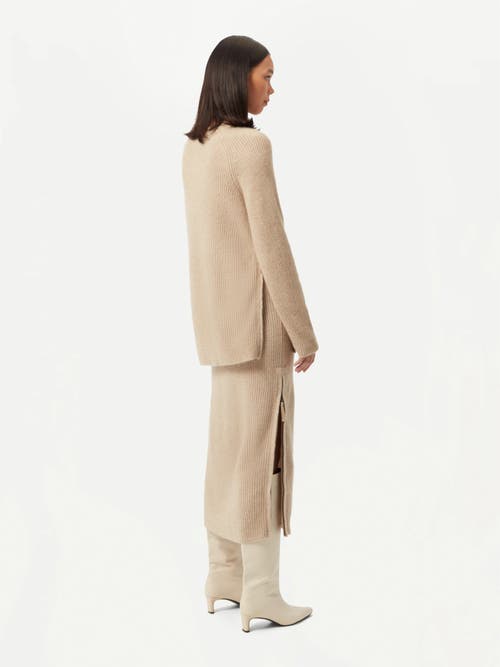 Gobi Mongolian Cashmere Cashmere Sweater With Side Zipper In Warm Grey
