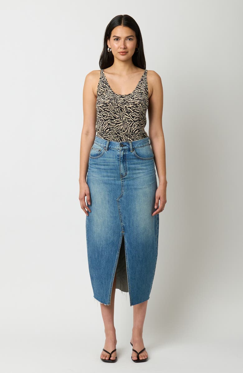 Equipment Manon Raw Hem Denim Midi Skirt, Alternate, color,