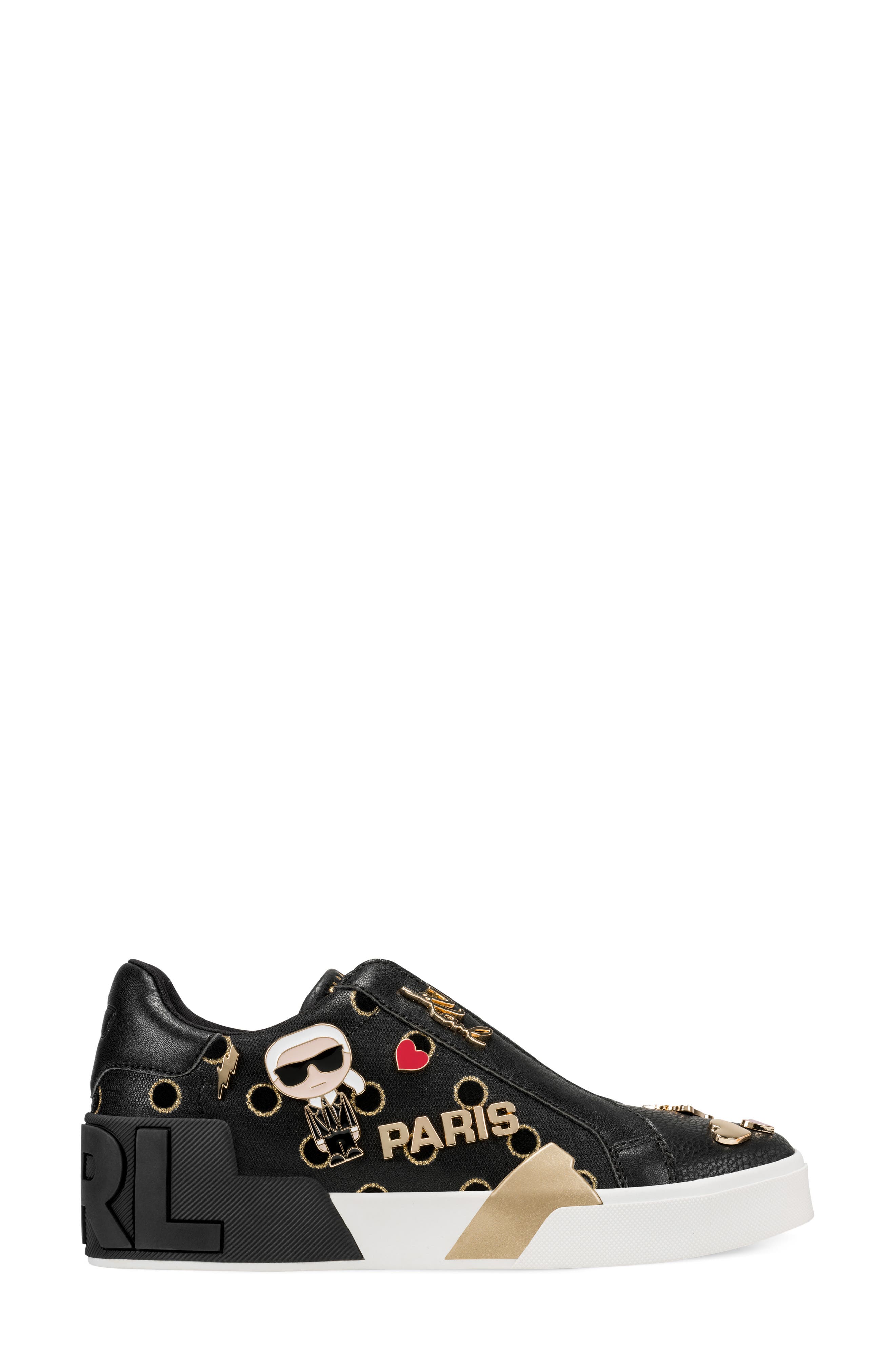 Mavise Slip On Sneaker, Alternate, color, BLACK/ GOLD