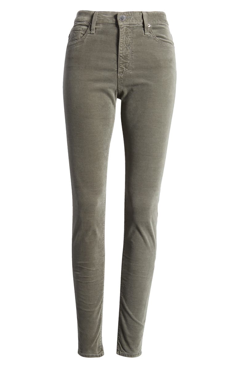 AG The Farrah High Waist Velvet Jeans, Alternate, color, Armory Green