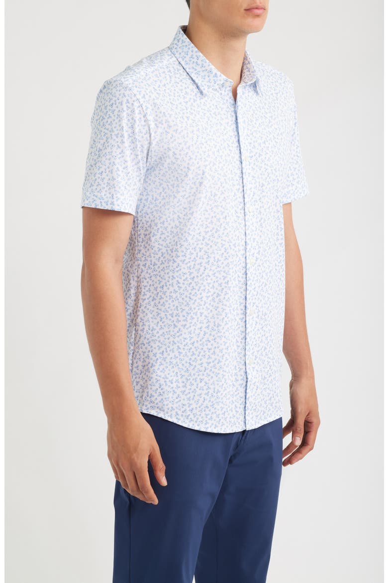 Roan Print Button-Up Cotton Blend Shirt, Alternate, color, LIGHT/ PASTEL BLUE