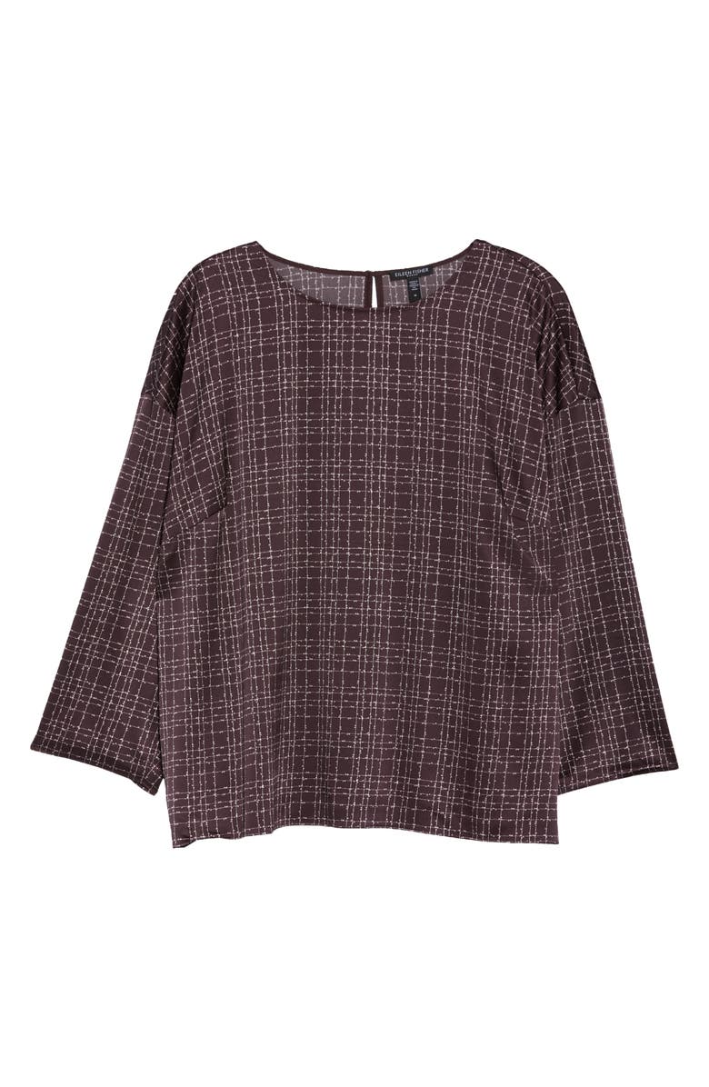 Eileen Fisher Nep Check Stretch Silk Top, Alternate, color,