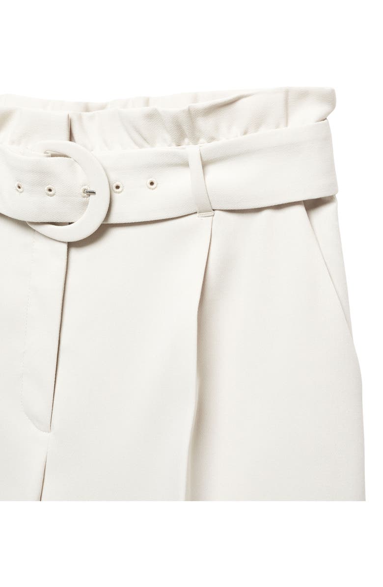 MANGO Belted Paperbag Waist Wide Leg Trousers, Alternate, color, Natural White