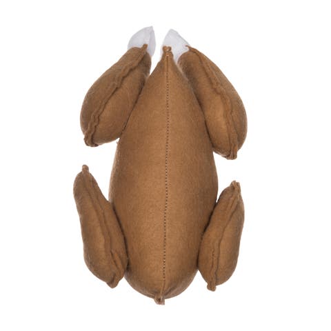 Plush Turkey Decor - Soft White Animal Figurine for Fall