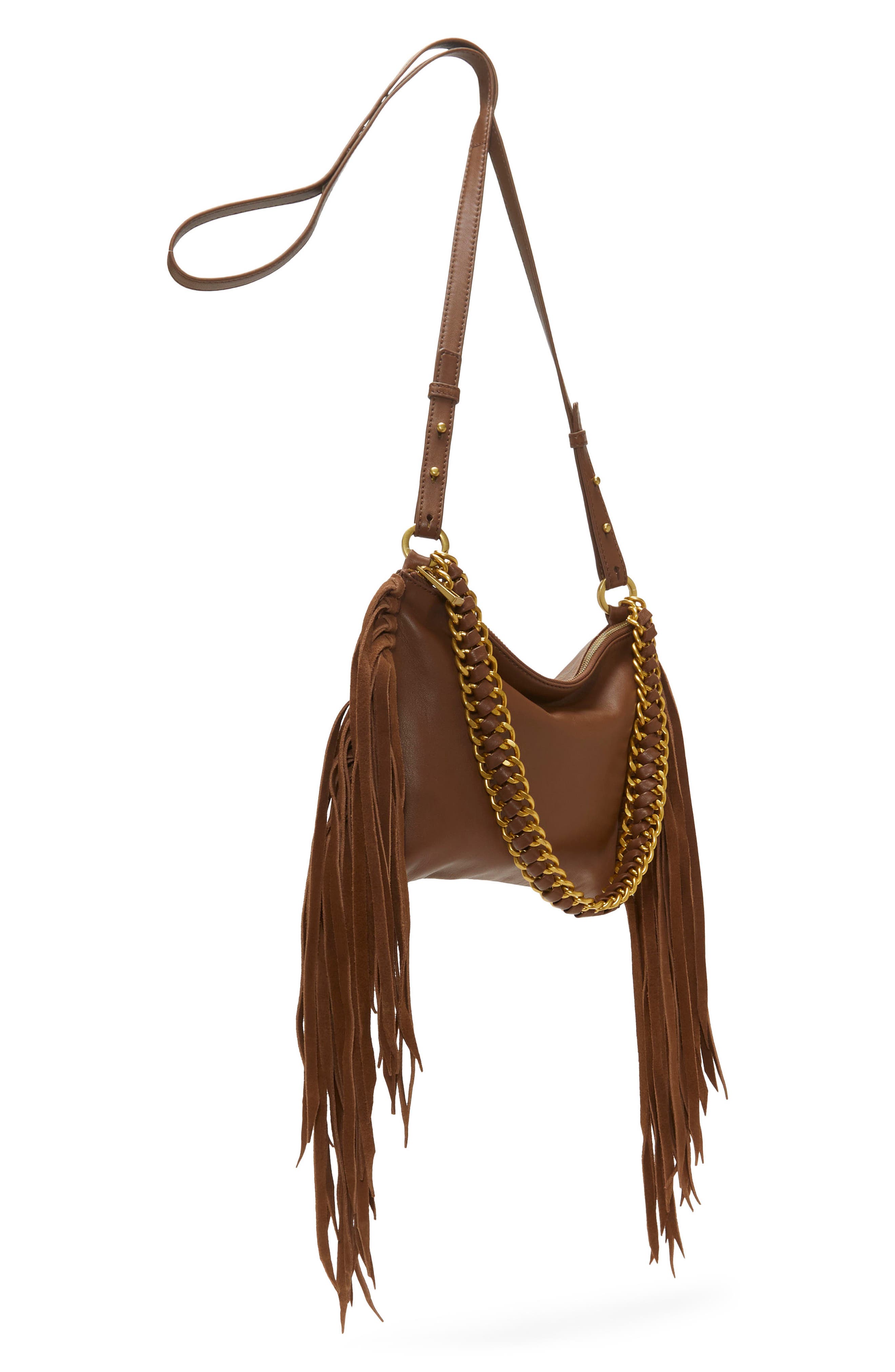 Vince Camuto Kokel Fringe Leather Crossbody Bag, Alternate, color, 