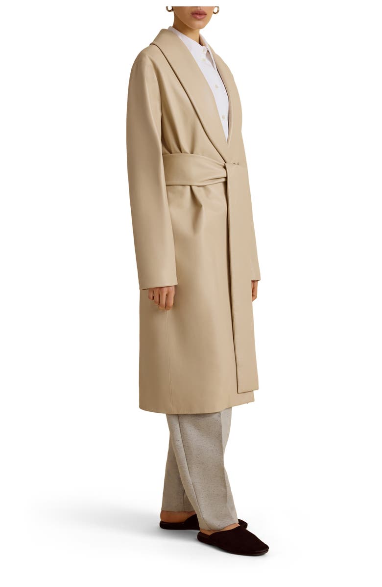 Marina Moscone Belted Robe de Chambre Leather Coat, Main, color, Fresco