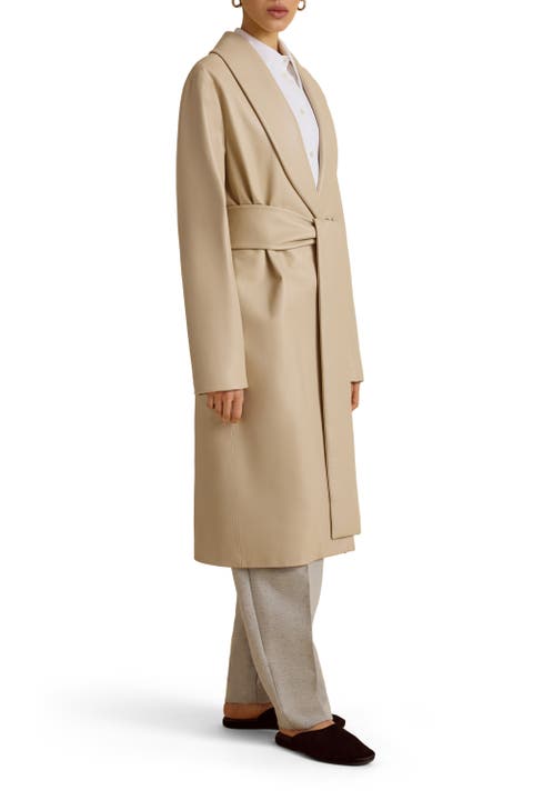 Belted Robe de Chambre Leather Coat