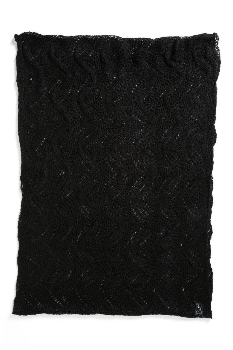Pointelle Infinity Scarf, Alternate, color, BLACK