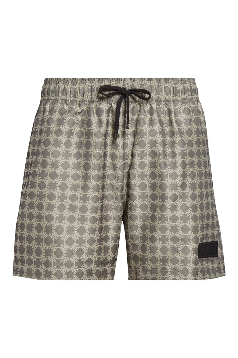 MA Quad Monogram Print Swim Trunks, Alternate, color, BLACK