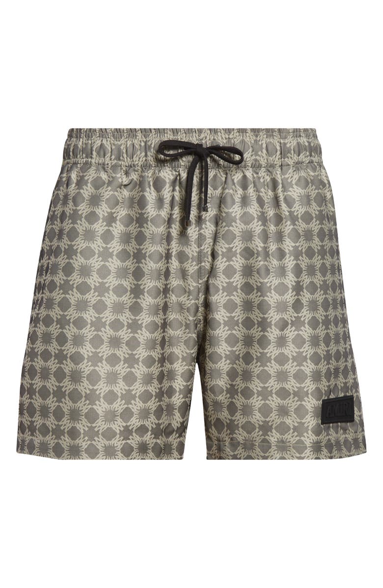 AMIRI MA Quad Monogram Print Swim Trunks, Alternate, color, Black