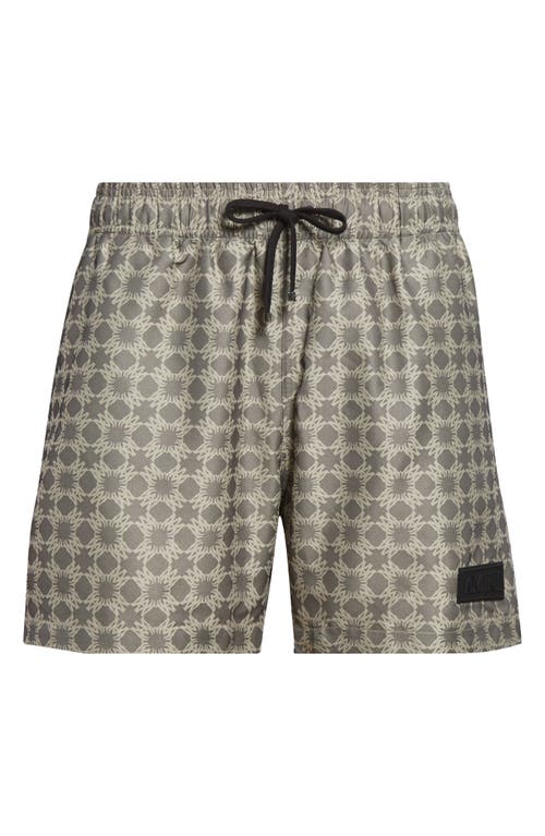 Amiri Mens Black Ma Quad Logo-embroidered Swimming Trunks In Gray