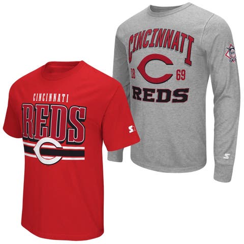 Men's Starter  Heather Gray/Red Cincinnati Reds Two-Pack Long Sleeve & Short Sleeve T-Shirt Set