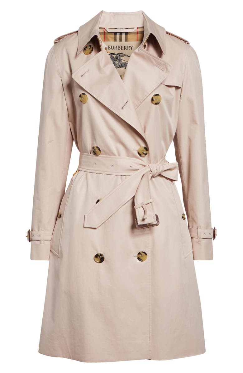 Burberry Kensington Water Resistant Tropical Gabardine Trench Coat, Main, color, Pale Sugar Pink