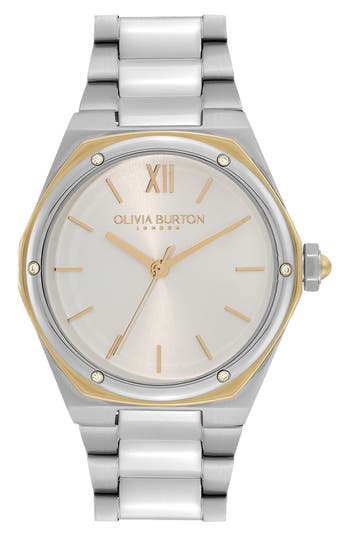 Olivia Burton Sports Luxe Hexa Bracelet Watch, 33mm In White