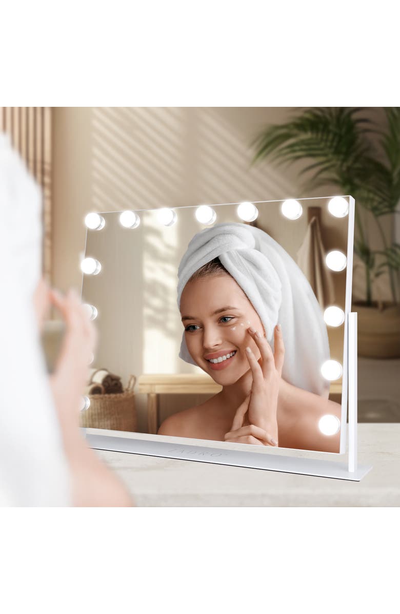 Zadro Large Horizontal Hollywood Makeup Mirror with Lights, Alternate, color, White
