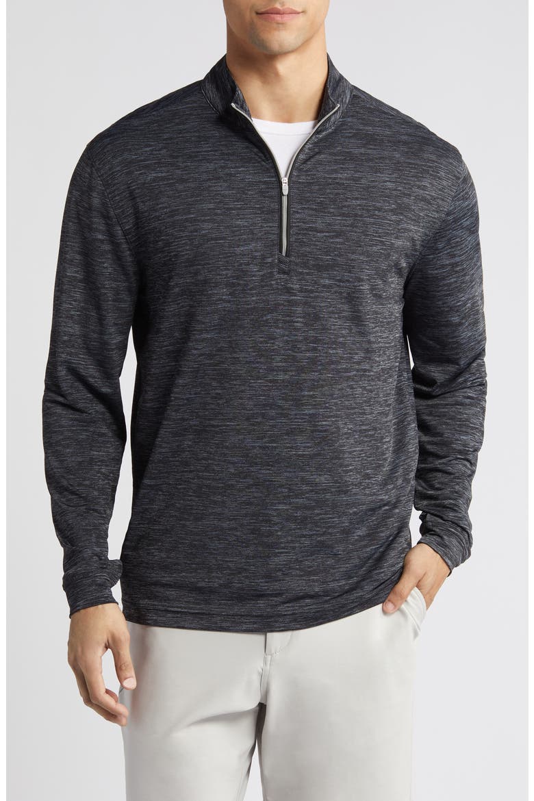 Glades Quarter Zip Pullover, Main, color, HEATHER BLACK