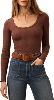 Faherty Paradise Pointelle Organic Cotton Blend Long Sleeve T-Shirt