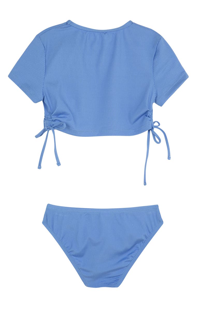 Gottex Kids Summer Rib Short Sleeve Side Tie Swim Set, Alternate, color, Blue