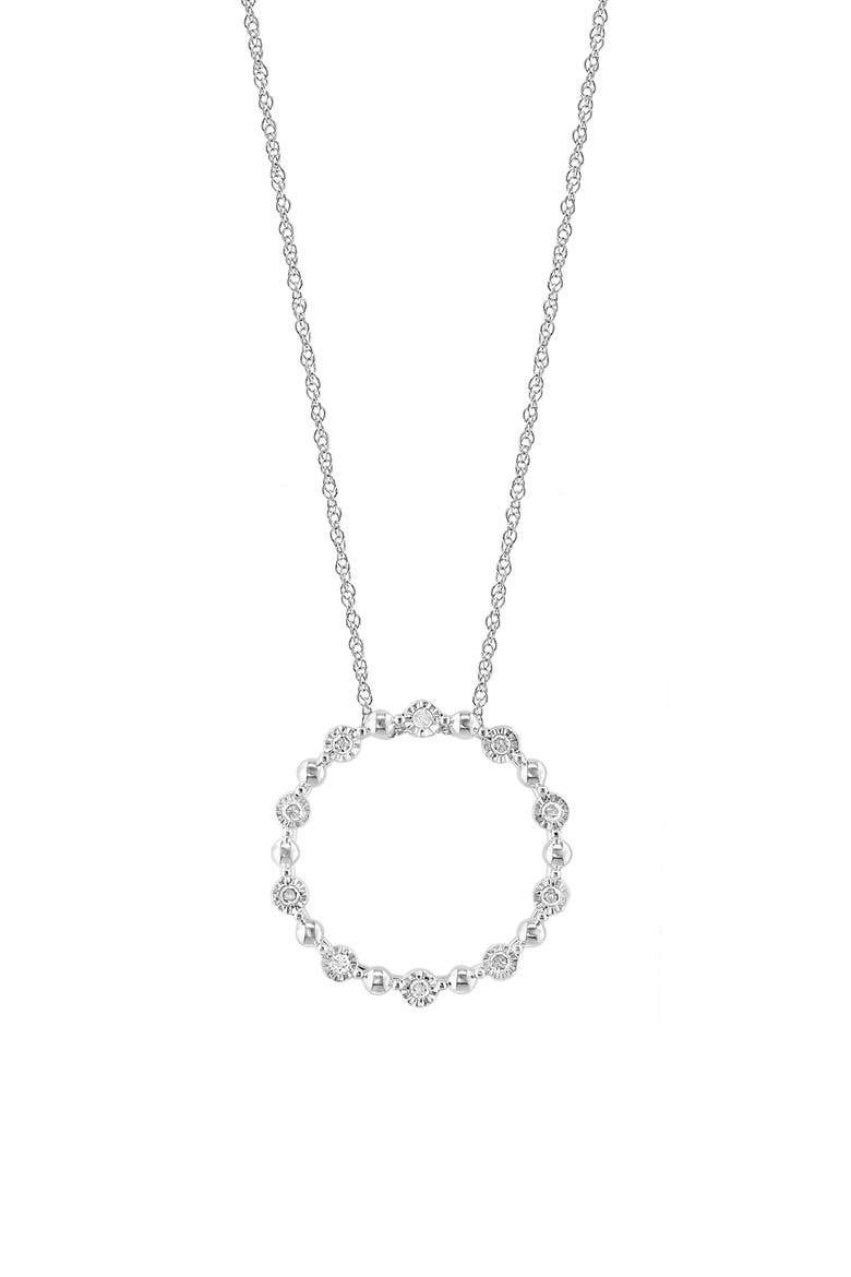 Sterling Silver Diamond Circle Pendant Necklace, Main, color, SILVER
