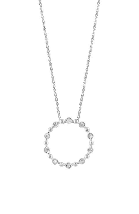 Sterling Silver Diamond Circle Pendant Necklace
