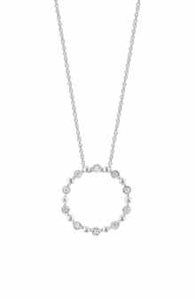 Sterling Silver Diamond Circle Pendant Necklace