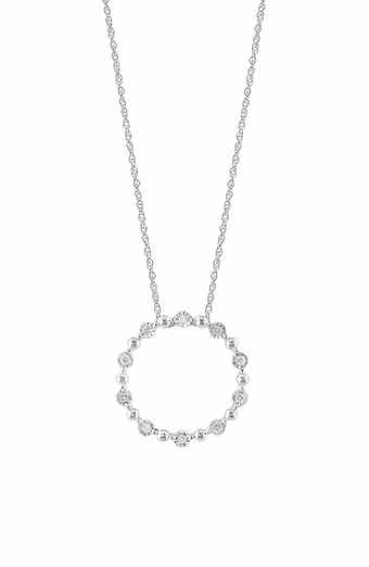 Sterling Silver Diamond Circle Pendant Necklace