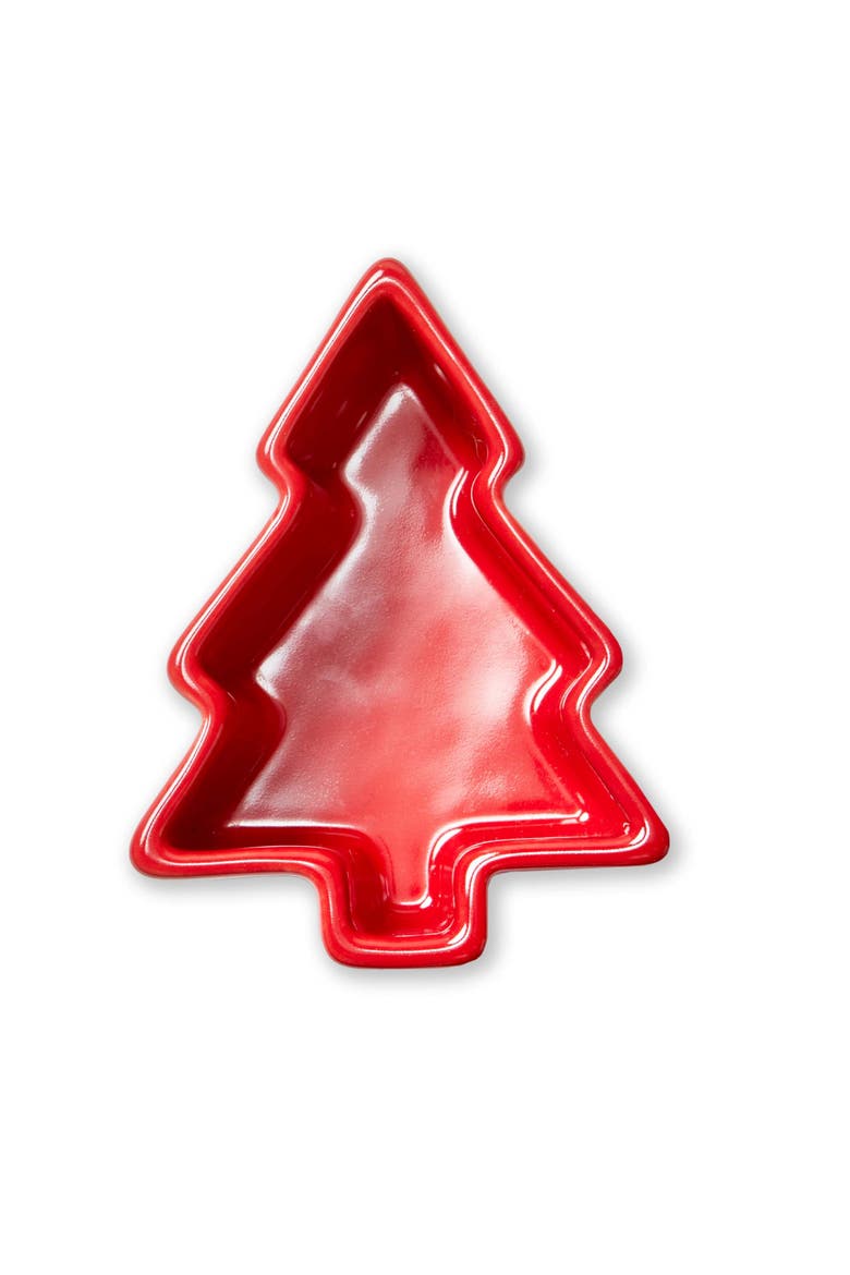 Red Ceramic Tree Ramekin Small Baking Dish Perfect for Christmas, Main, color, Red
