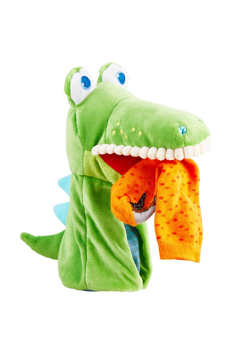 HABA Doorway Puppet Theater with 2 Eat-it-up Puppets, Alternate, color, Multi