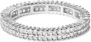Haus of Brilliance 10K White Gold 1.0 Cttw Princess Cut Diamond Double Row Eternity Band Ring