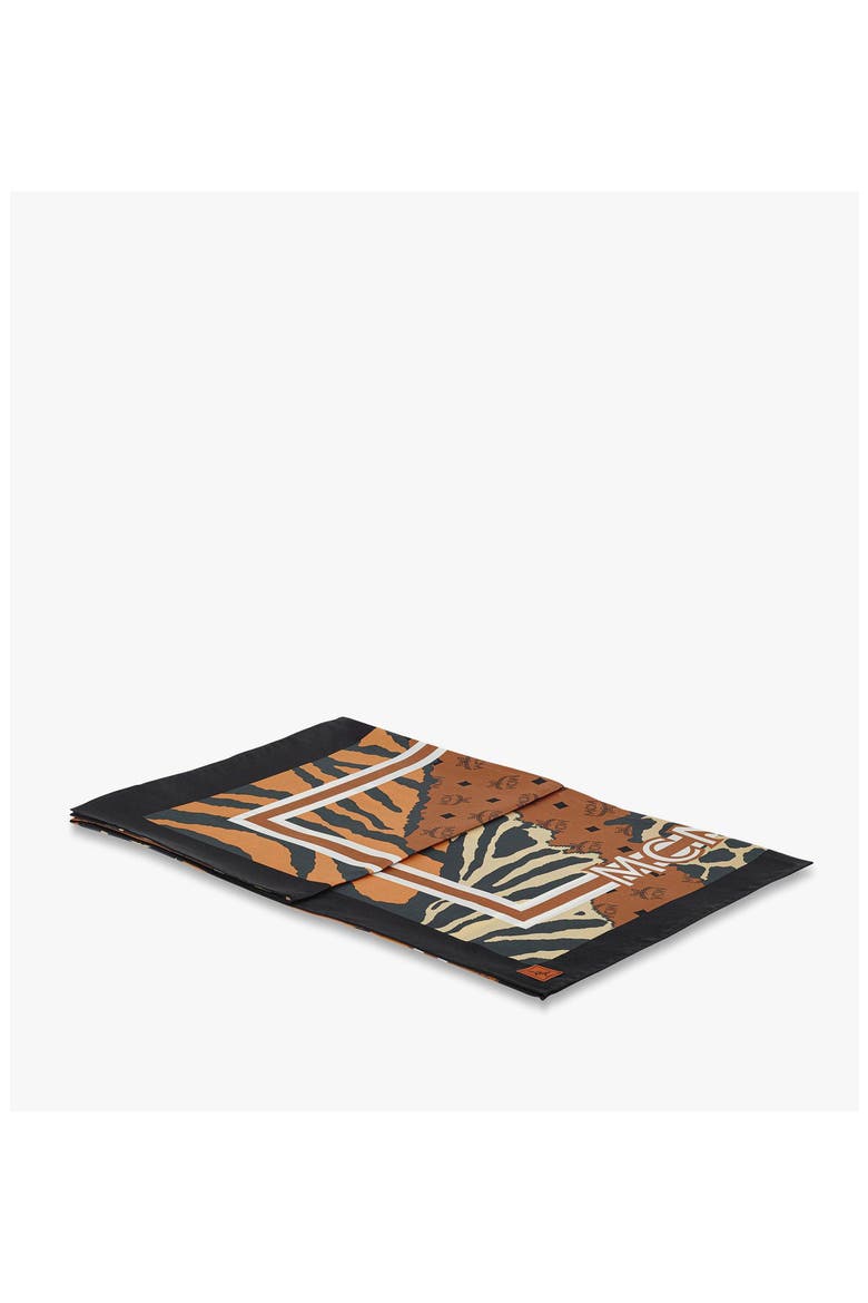 Animalier Silk Scarf, Alternate, color, Cognac