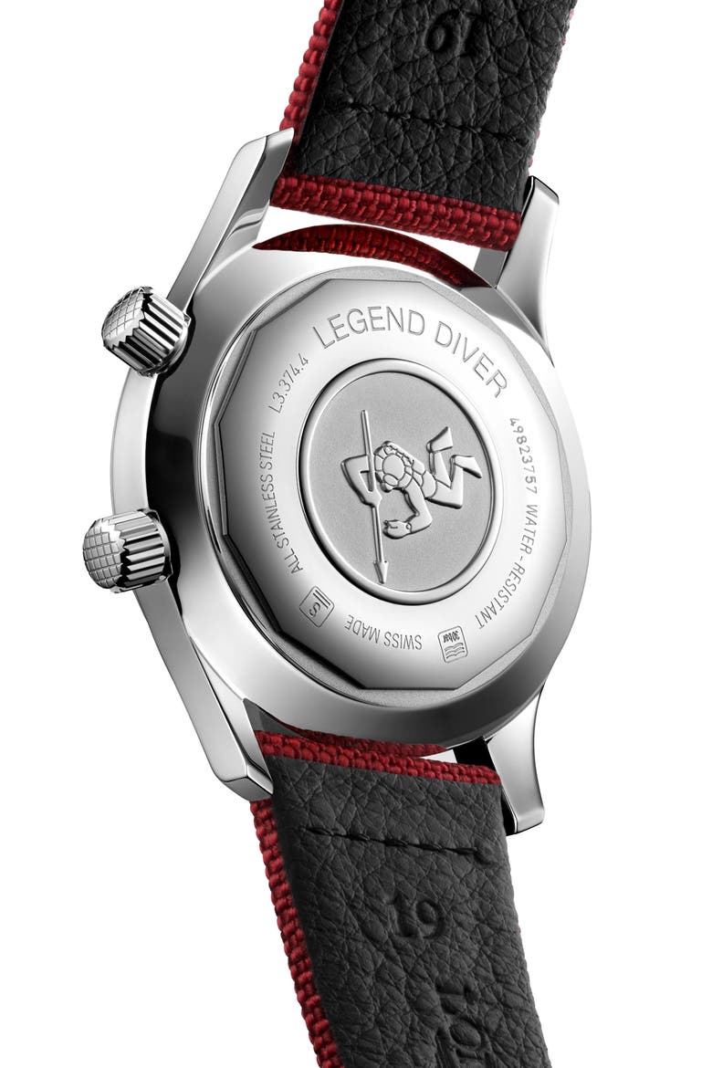 Legend Diver Automatic Strap Watch, 36mm, Alternate, color, BURGUNDY