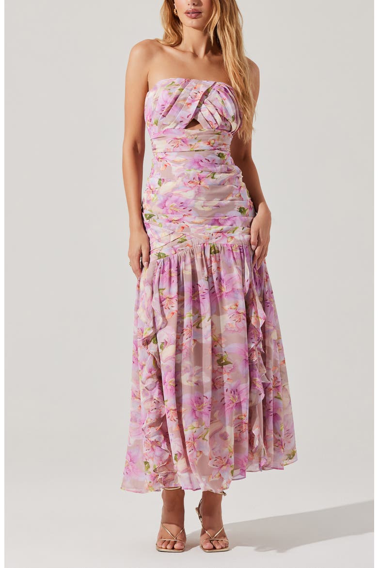 Estefany Floral Strapless Maxi Dress, Alternate, color, PINK FLORAL