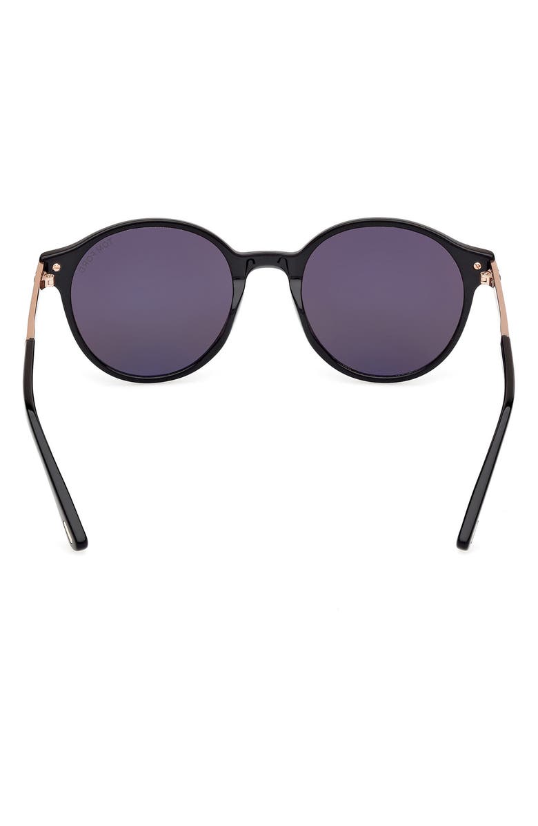 TOM FORD 52mm Round Sunglasses, Alternate, color, Shiny Black / Smoke