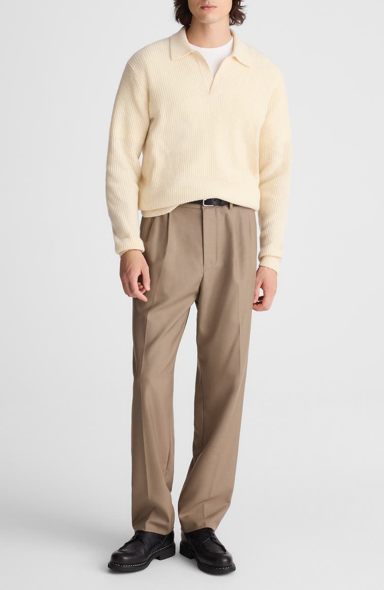 Madewell Johnny Collar Heritage Merino Wool Sweater, Alternate, color, Biscuit