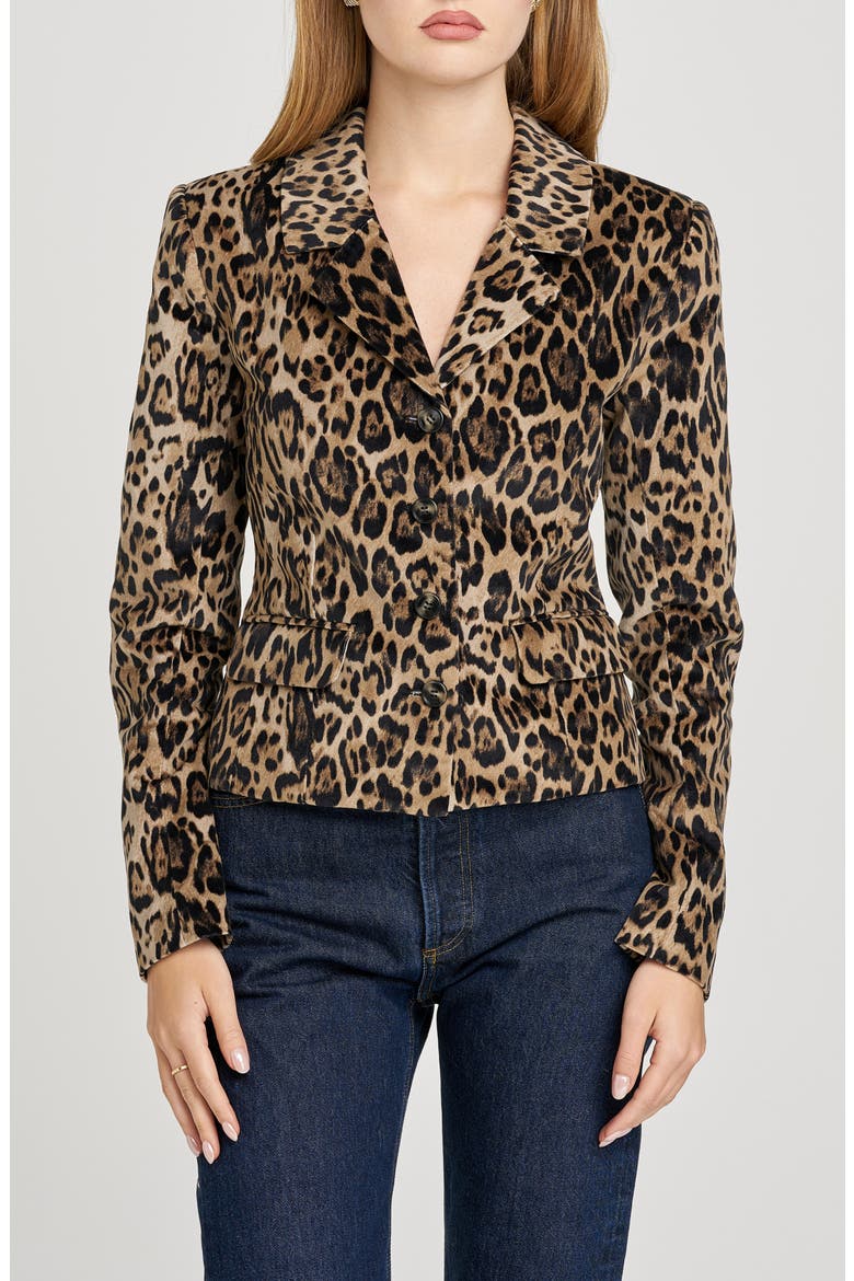 x Sara Walker Samantha Leopard Velveteen Blazer, Main, color, LEOPARD