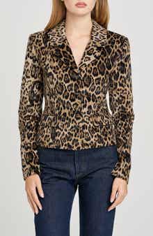 WAYF x Sara Walker Samantha Leopard Velveteen Blazer