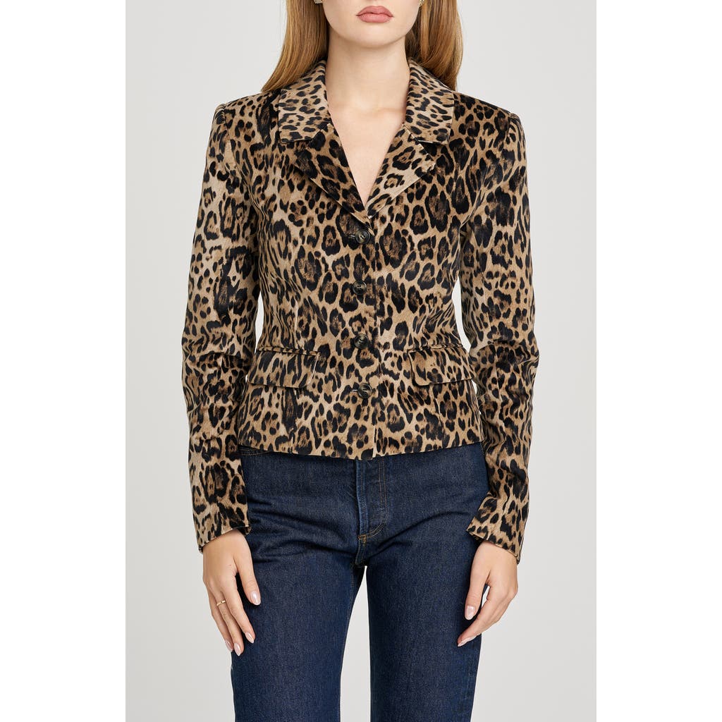 Wayf X Sara Walker Samantha Leopard Velveteen Blazer In Animal Print