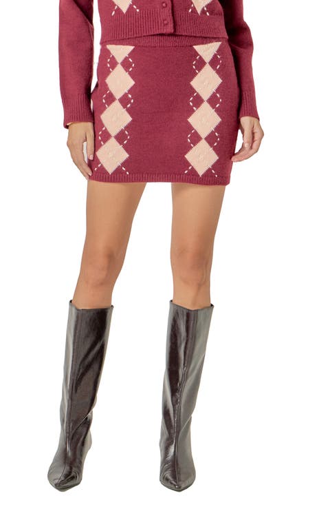 Argyle Knit Miniskirt