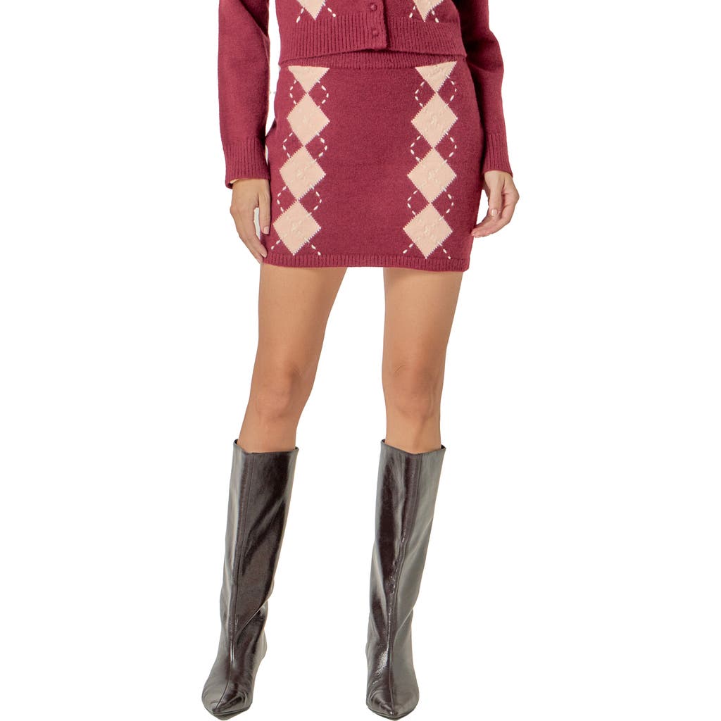 English Factory Argyle Knit Miniskirt In Red