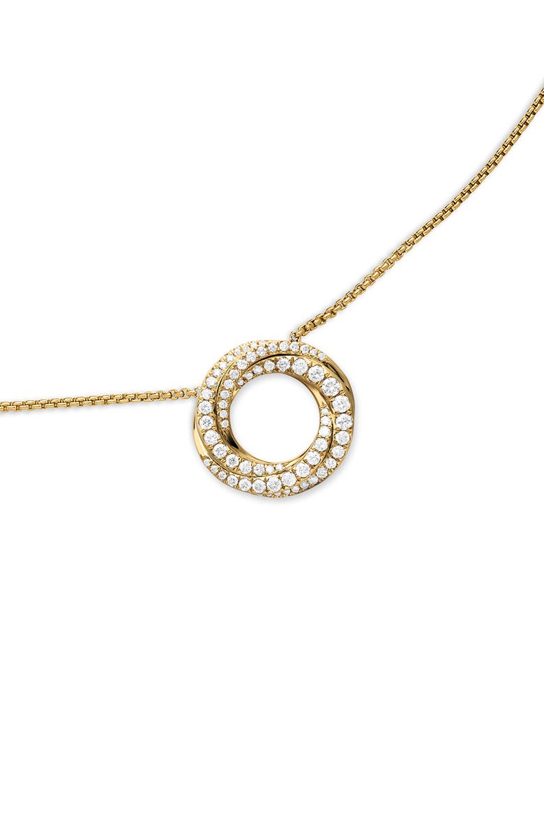 David Yurman Petite Pavé Crossover Pendant Necklace in 18K Gold with Diamonds, Alternate, color, 18K Yellow Gold