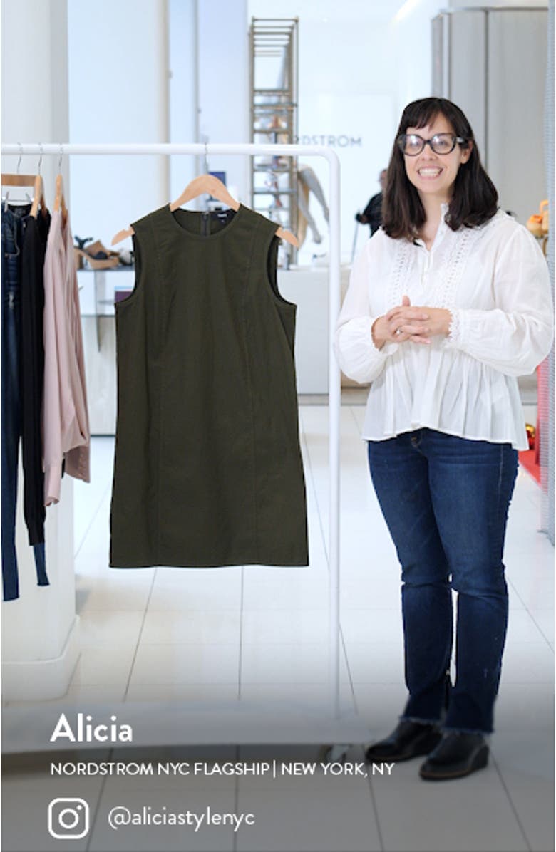 Crewneck Sleeveless Stretch Cotton Minidress, sales video thumbnail